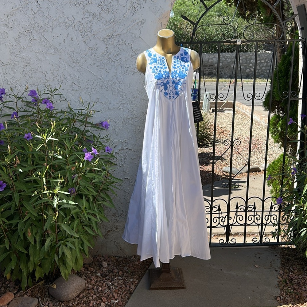 Tuckernuck White Embroidered Maxi Dress - Cyprus  NWT